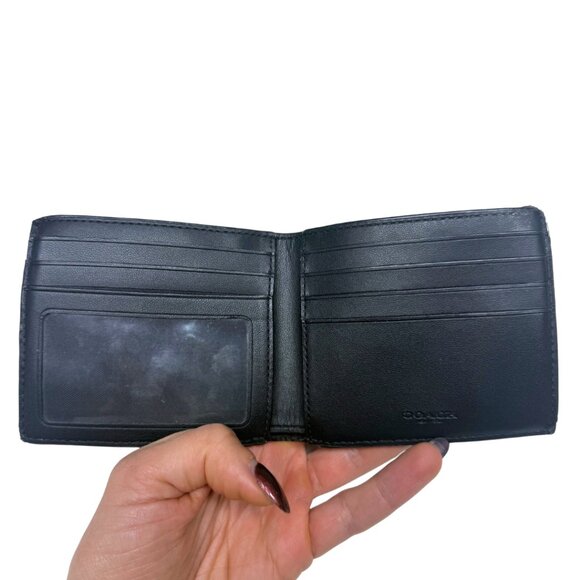 Coach F66551 Men’s Black Signature Leather ID Billfold Wallet – Good Used - Picture 5 of 8